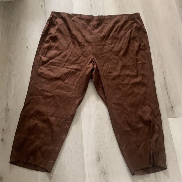 NWT J. Jill Linen Kona‎ Stretch Brown Straight Leg Trousers summer career 4X - Picture 9 of 13
